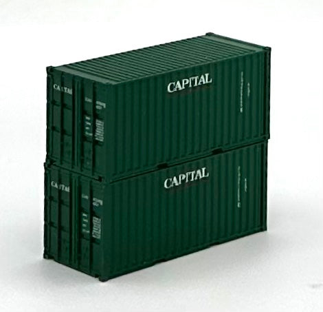 Deluxe N Scale CAPITAL 20' High Cube Corrugated Containers 2 pc.