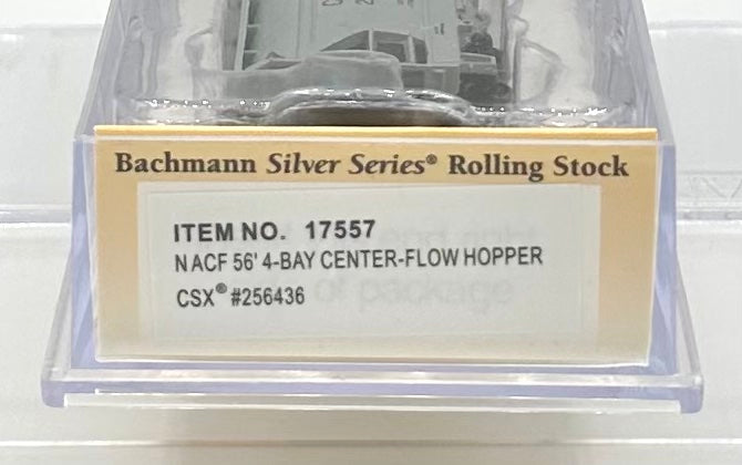 Bachmann N Scale Silver Series 17557 N ACF 56' 4 Bay Centerflow Hopper CSXT256436