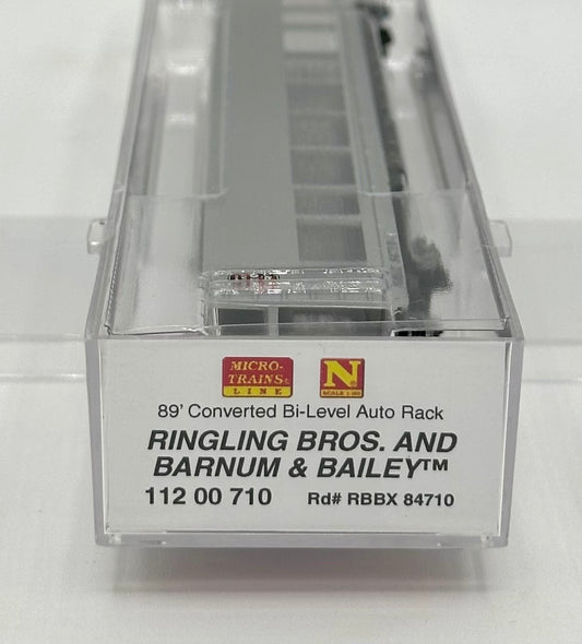 Micro Trains MTL N Scale 112 00 710 Ringling Bro's & Barnum & Bailey 80' Converted Bi-Level Autorack