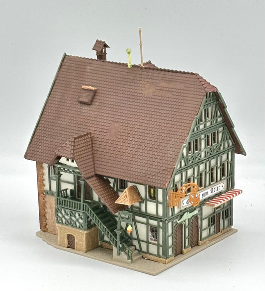 Vollmer N Scale 5-Story Custom Painted Apartments/ Restaurant ,Fully assembled