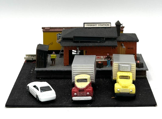N Scale Custom Built/Painted "Country Freight Station", Buildings and Yard ,New Diorama.
