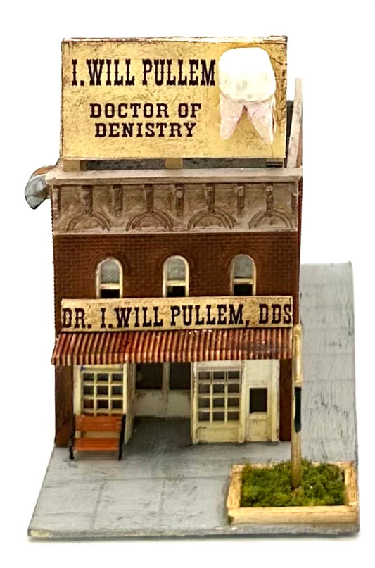 N Scale Custom Weathered Brick Built Dentist Office, By D.A. Clayton