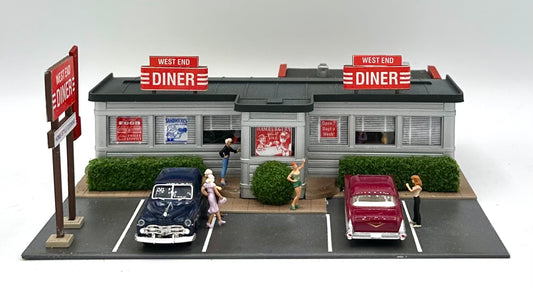 City Classics HO Custom Built/Painted "West End Diner"Fully Assembled Lighted New Diorama