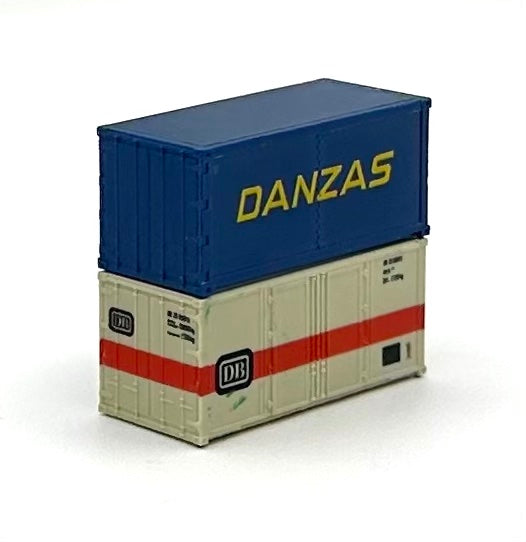 ROCO N Scale  DANZAS /DB 20' High Cube Paneled Containers 2 pc.