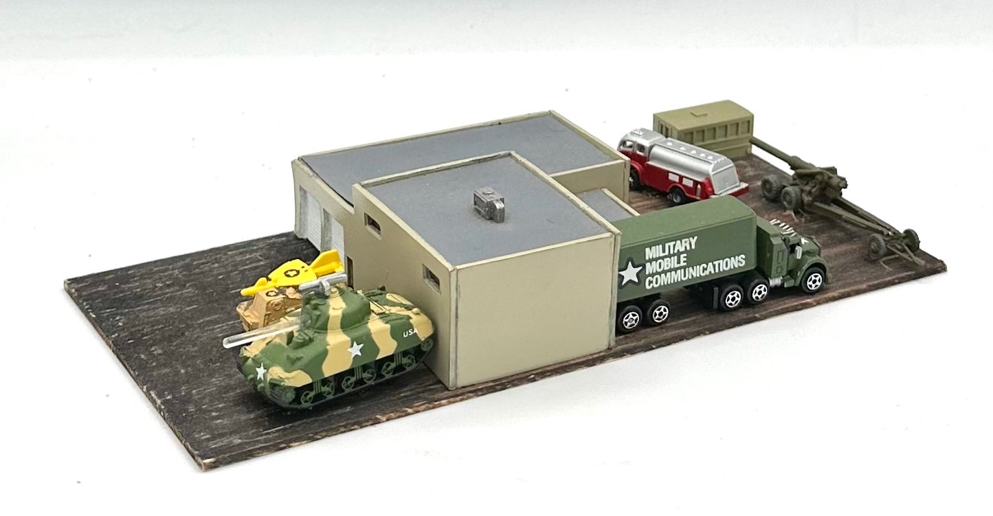 N Scale Custom Built Painted US Army Depot/Yard Building Diorama