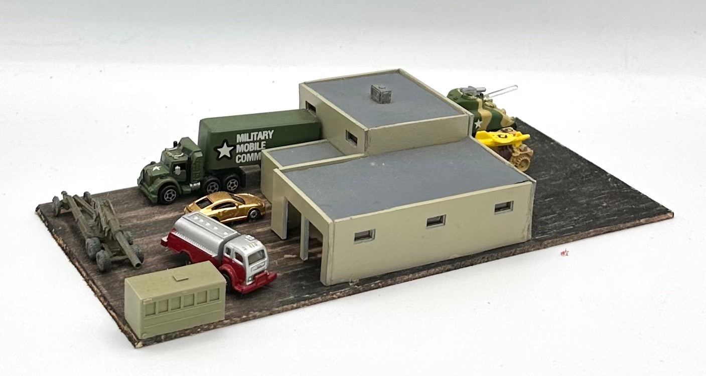 N Scale Custom Built Painted US Army Depot/Yard Building Diorama