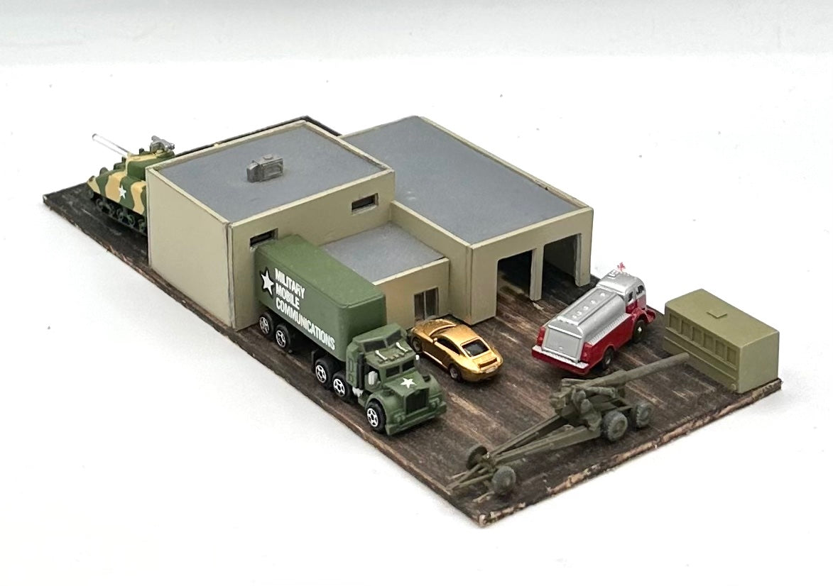 N Scale Custom Built Painted US Army Depot/Yard Building Diorama