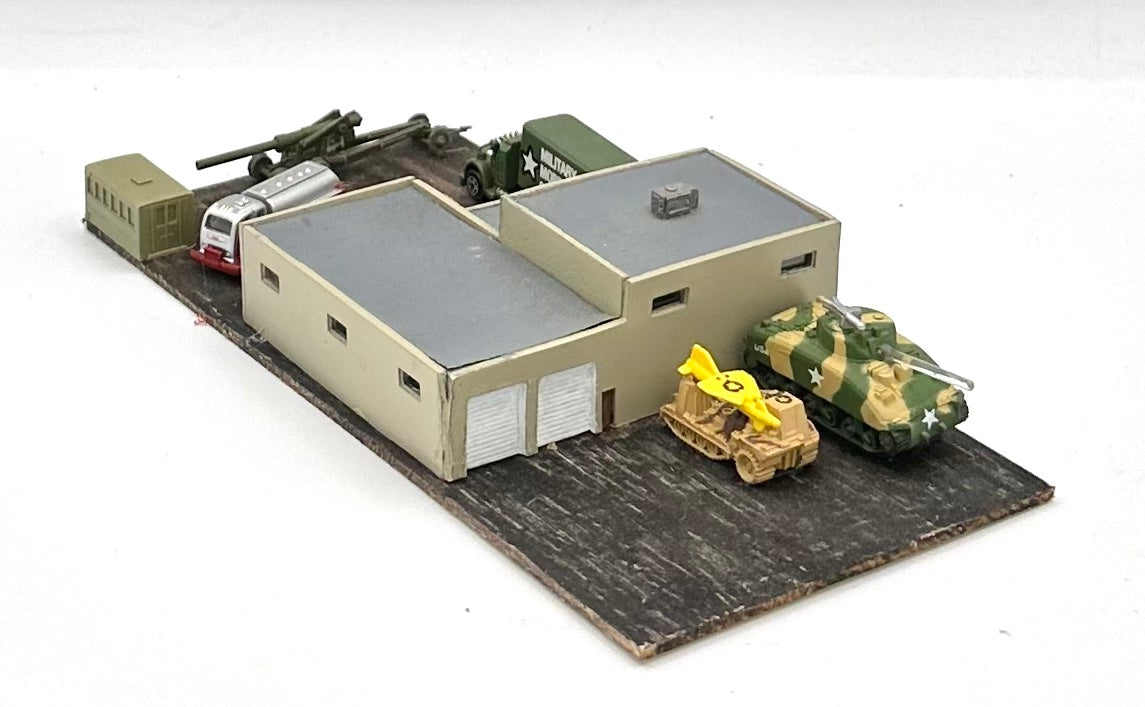 N Scale Custom Built Painted US Army Depot/Yard Building Diorama