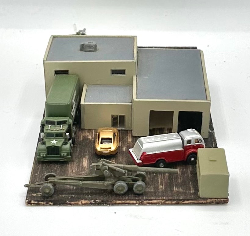 N Scale Custom Built Painted US Army Depot/Yard Building Diorama