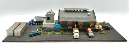 Model Power N Scale, Single Story Warehouse Depot Custom Painted, Weathered Diorama