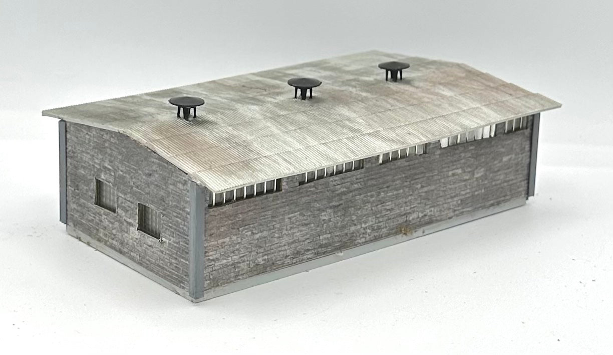 Marklin Z Scale Two Bay Custom Painted/Weathered Modern Engine Shed, Fully Assembled Lighted