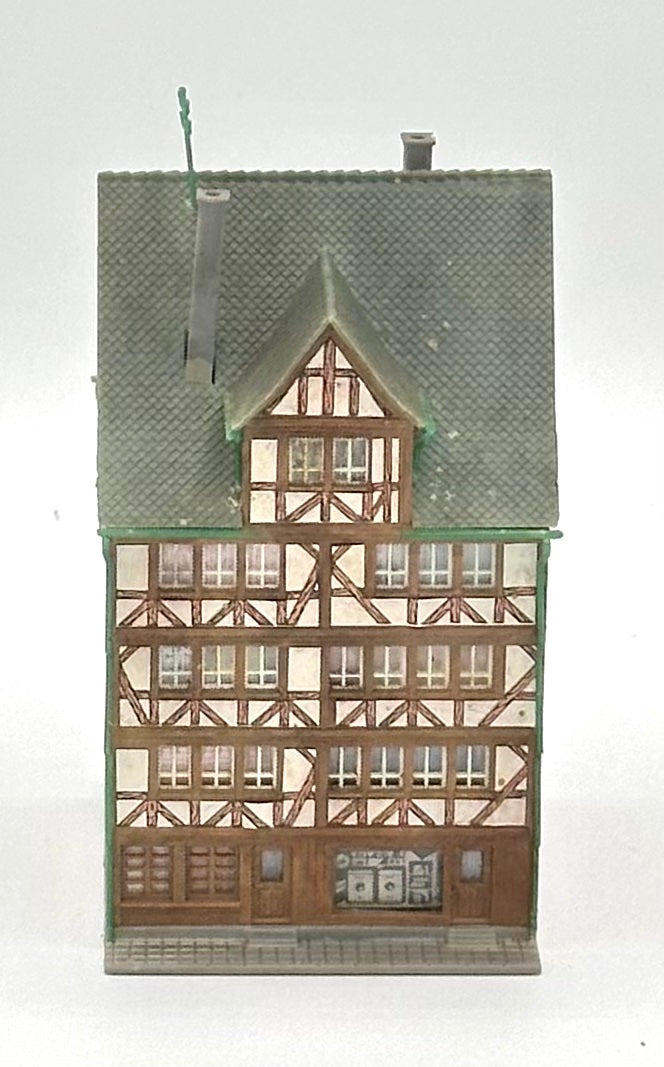 Kibri Z Scale 5-Story Timber  Weathered Frame Apartments/ Ground Floor Shops Full Assembled