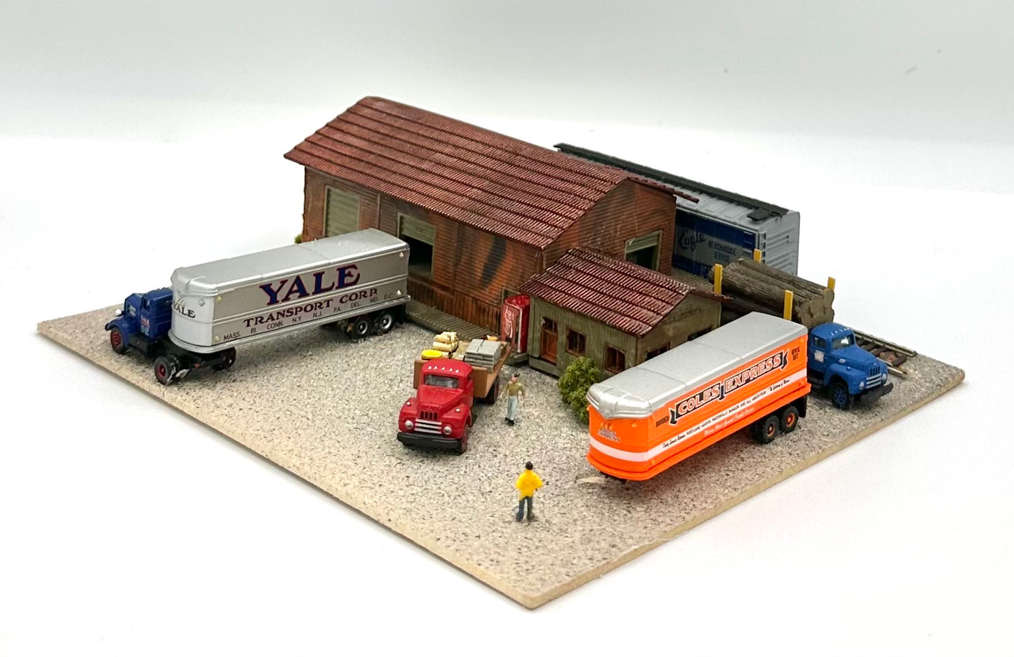 N Scale Weathered Custom Built Single Story Freight Depot Diorama