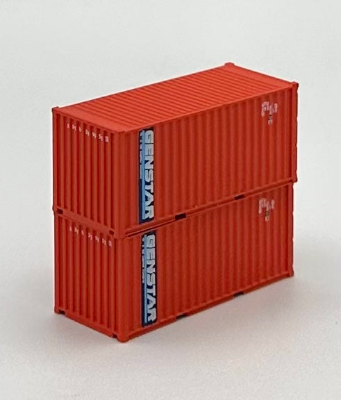 Deluxe N Scale GENSTAR 20' High Cube Corrugated Containers 2 pc.