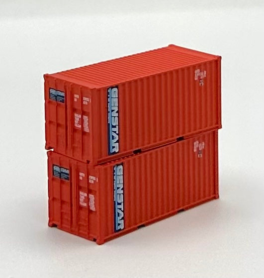 Deluxe N Scale GENSTAR 20' High Cube Corrugated Containers 2 pc.