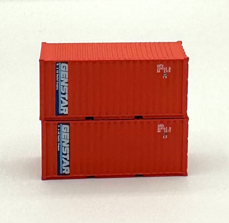 Deluxe N Scale GENSTAR 20' High Cube Corrugated Containers 2 pc.