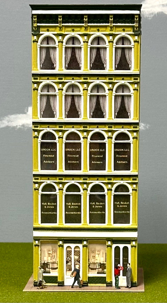 City Classics HO Scale Custom Painted 5-Story Art Deco " Office Block" Street Figures Lighted