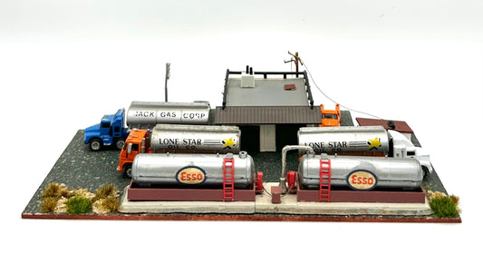 N Scale Weathered Custom Built Esso Gas Tanker Supply Depot Diorama