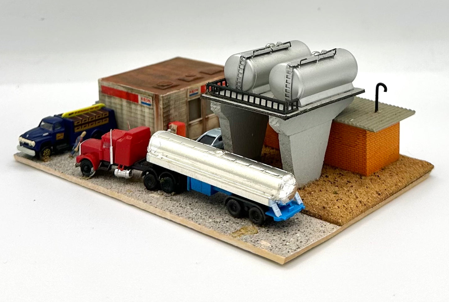 N Scale Custom Painted /Weathered  Gas Station/Depot Diorama