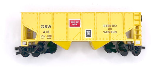 LifeLike HO Scale Green Bay & Western Open Coal 2 Bay Hopper. GBW412.