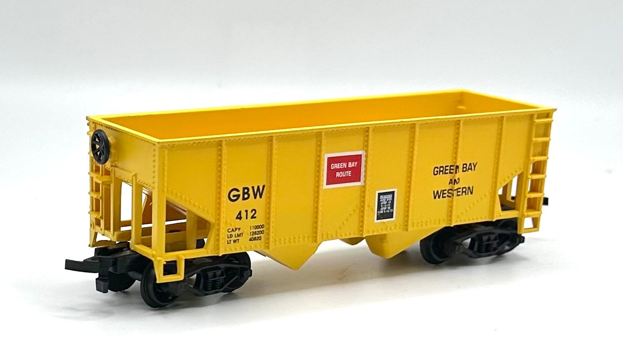 LifeLike HO Scale Green Bay & Western Open Coal 2 Bay Hopper. GBW412.