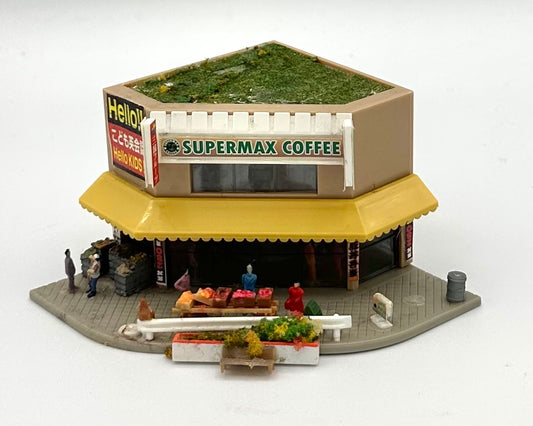 Tomix 4015 N Scale Japanese 2-Story Corner Building SuperMax Coffee Diorama