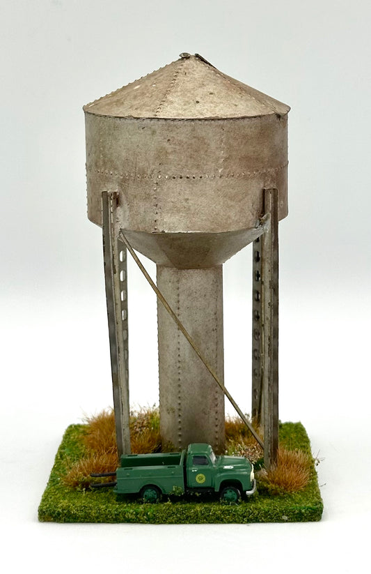 N Scale Rustic Water Tower Custom Painted/Weathered Fully Assembled, All metal construction