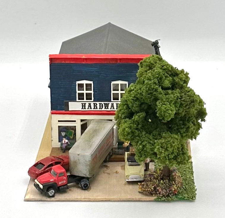 N Scale Laser Cut Weathered Custom Built/Painted Hardware Store Lighted Diorama