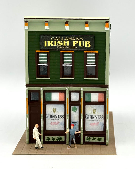 HO Scale 2-Story Custom Painted "Callahan's" Irish Pub/Bar Fully Assembled. Lighted
