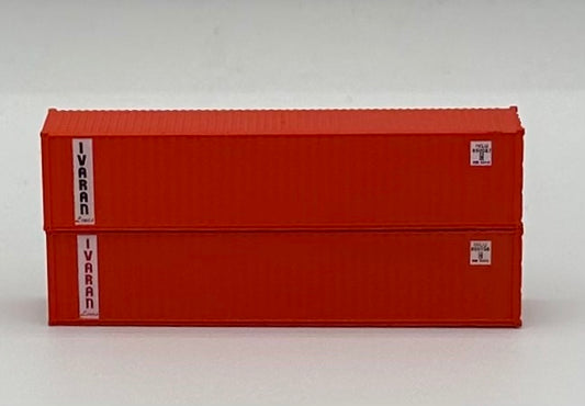 Deluxe N Scale Ivaran Lines 40' High Cube Ribbed Containers 2 pc.