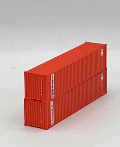 Deluxe N Scale Ivaran Lines 40' High Cube Ribbed Containers 2 pc.