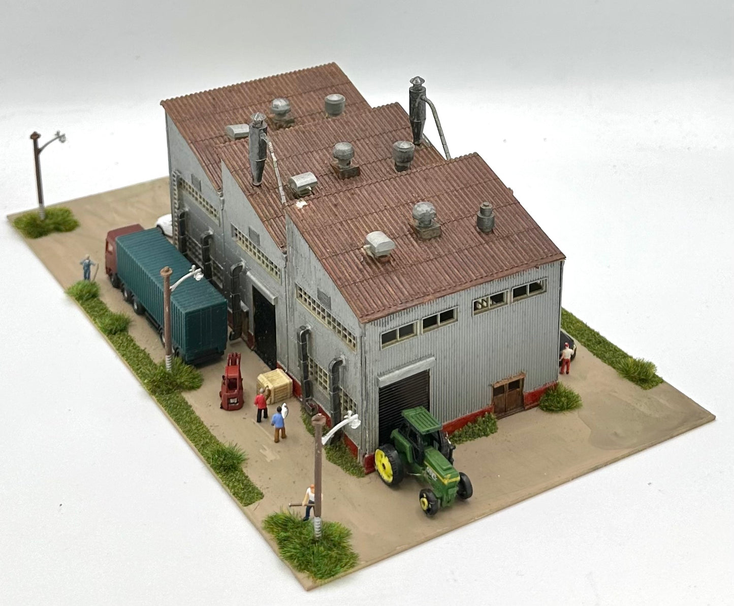 N Scale Custom Built/Painted/Weathered, 2-Story Factory Building Lighted Diorama