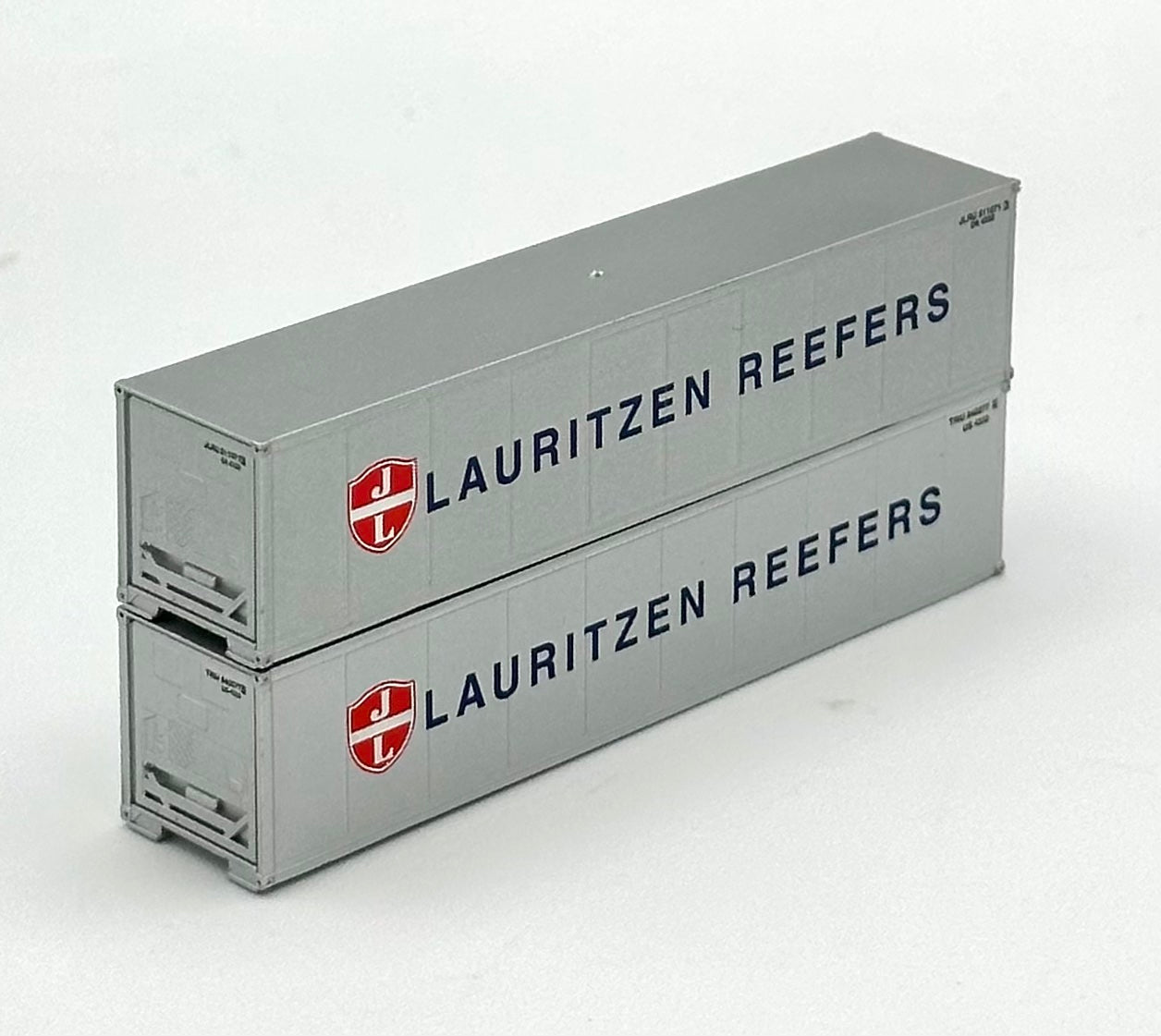 Deluxe N Scale Lauritzen Reefers 40' High Cube Paneled Refrigerator Containers 2 pc.