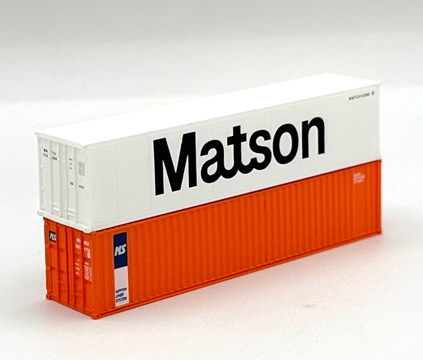 Deluxe N Scale Matson/Nippon Liner System 40' High Cube  Containers 2 pc.