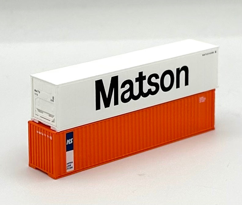 Deluxe N Scale Matson/Nippon Liner System 40' High Cube  Containers 2 pc.