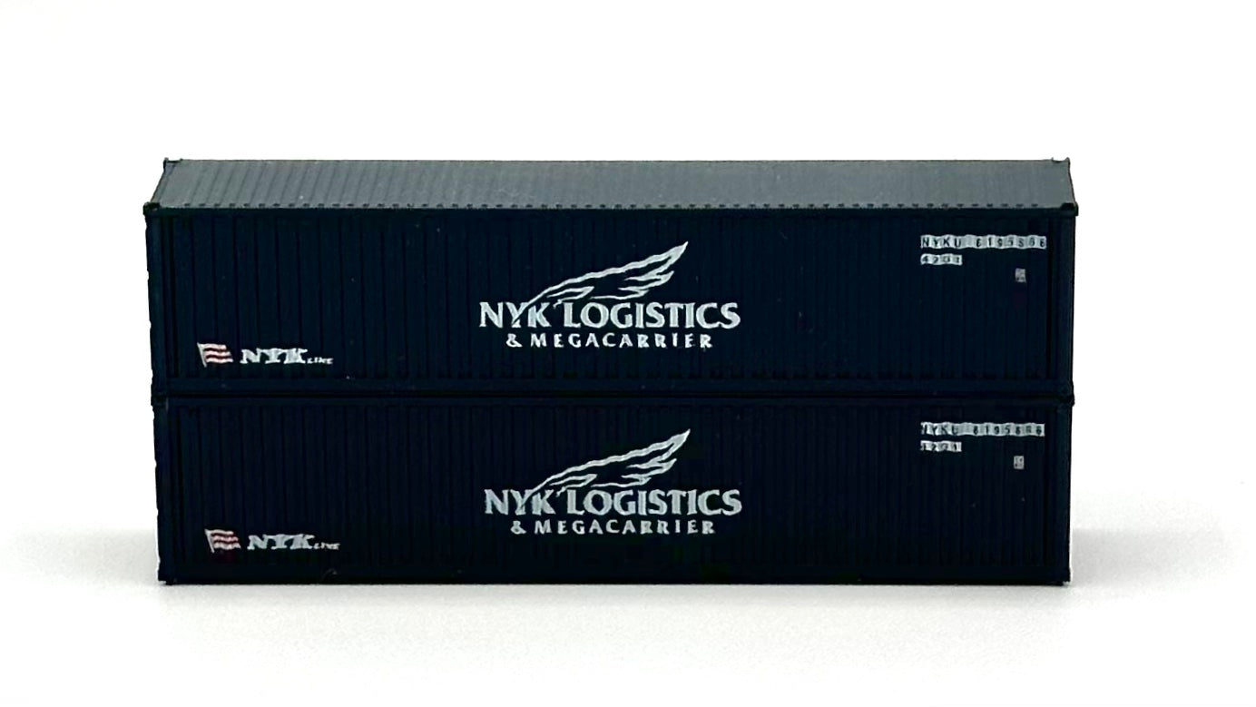 Kato N Scale NYK Logistics 40' High Cube (Magnetic)Ribbed Containers 2 pc.