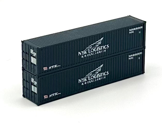 Kato N Scale NYK Logistics 40' High Cube (Magnetic)Ribbed Containers 2 pc.