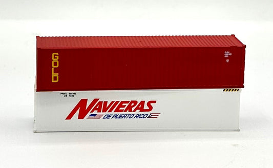 Deluxe N Scale GOLD/NAVIERAS  40' High Cube Ribbed Containers 2 pc.