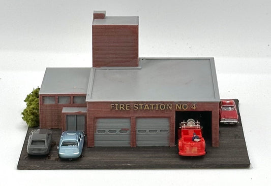 N Scale Custom Painted Modern Fire Station, Fully Assembled