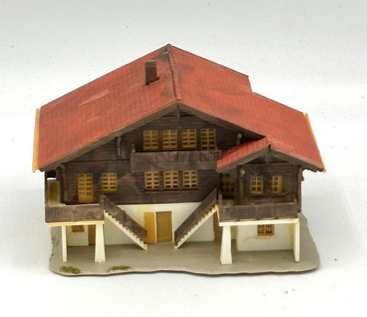 Kibri Z Scale 3-Story Mountain Style Chalet Weathered House Fully Assembled Lighted