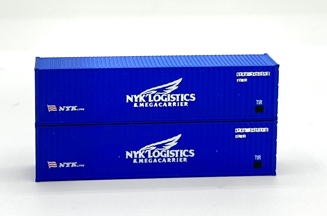 N Scale NYK Logistics 40' High Cube Ribbed Containers 2 pc.