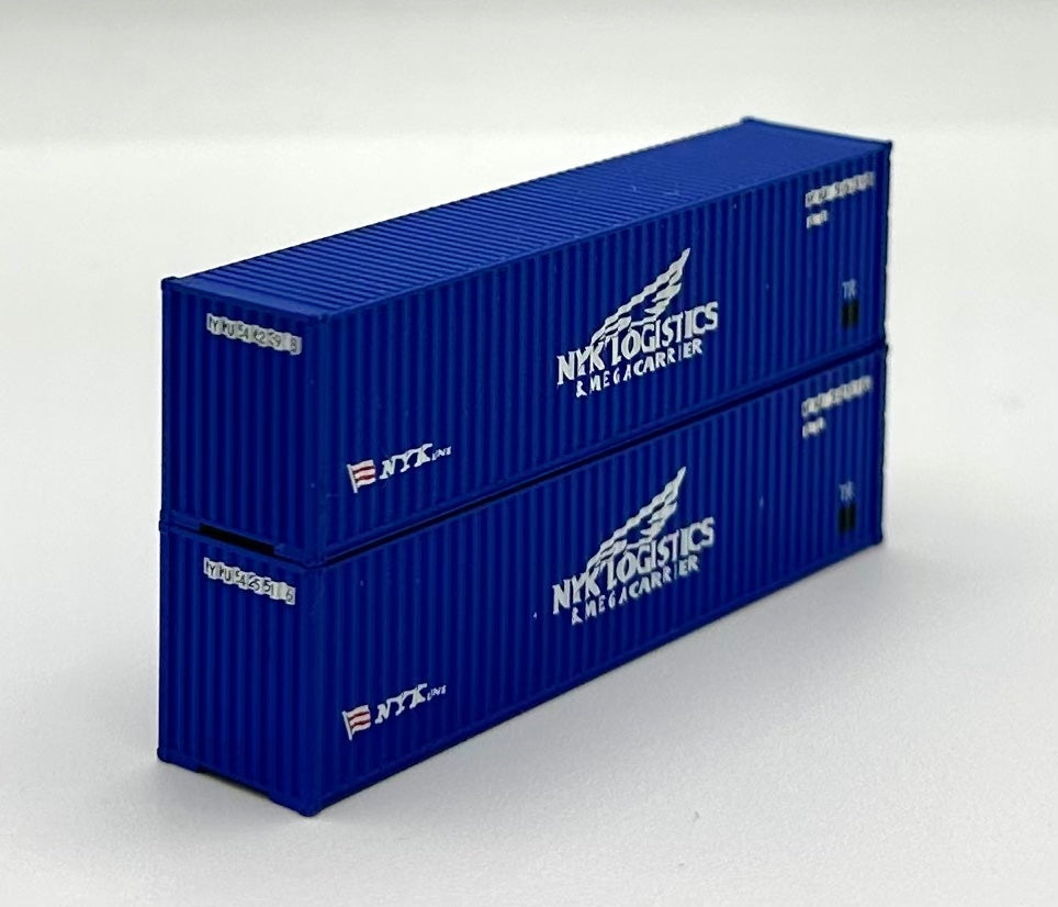 N Scale NYK Logistics 40' High Cube Ribbed Containers 2 pc.