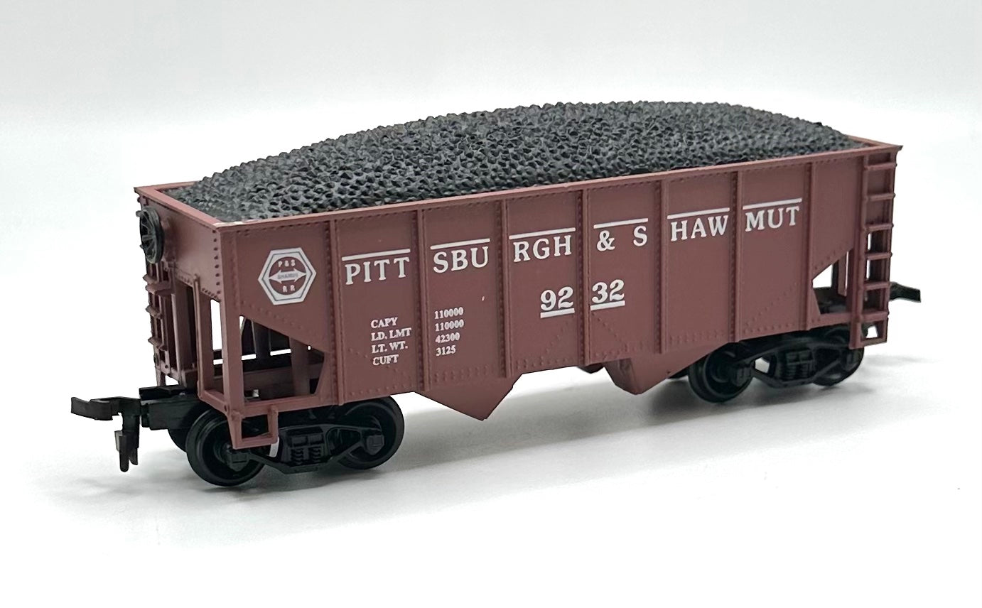 LifeLike HO Scale 8569 Pittsburgh & Shawmut Open 2 Bay Hopper + Coal Load