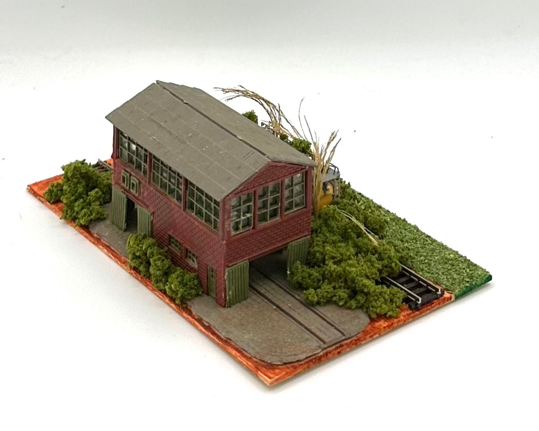 Model Power N Scale Custom Weathered&nbsp; Derelict Overgrown Engine Shed Diorama