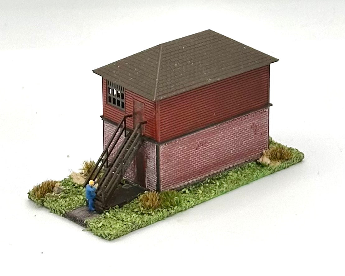 N Scale Custom Weathered  Trackside 2-Story Building/ Signal Box Diorama