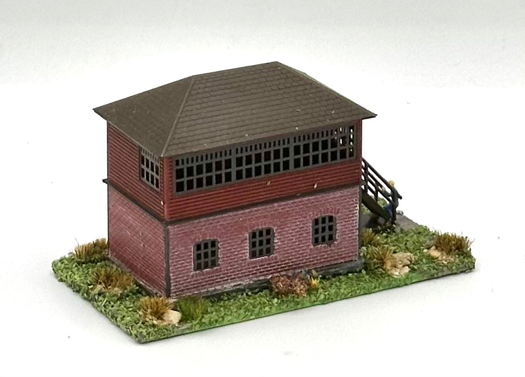 N Scale Custom Weathered  Trackside 2-Story Building/ Signal Box Diorama