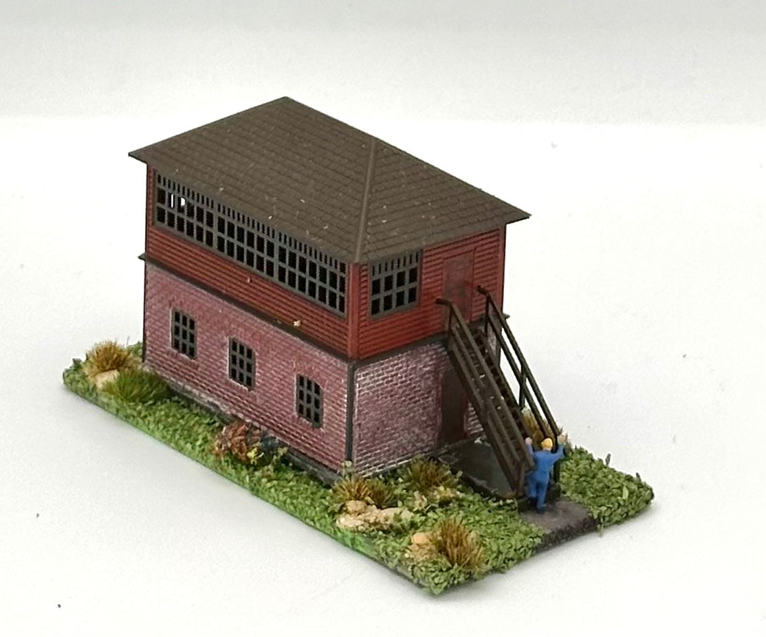 N Scale Custom Weathered  Trackside 2-Story Building/ Signal Box Diorama