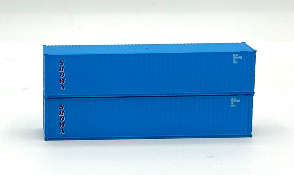 Deluxe N Scale SHOWA 40' High Cube Ribbed Containers 2 pc.