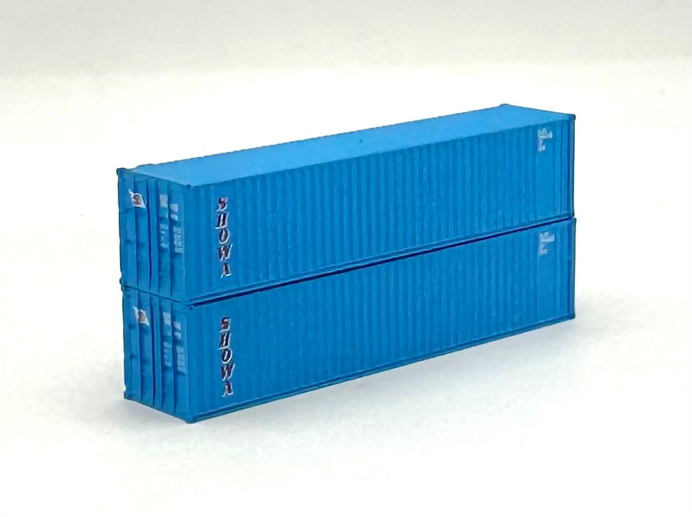 Deluxe N Scale SHOWA 40' High Cube Ribbed Containers 2 pc.