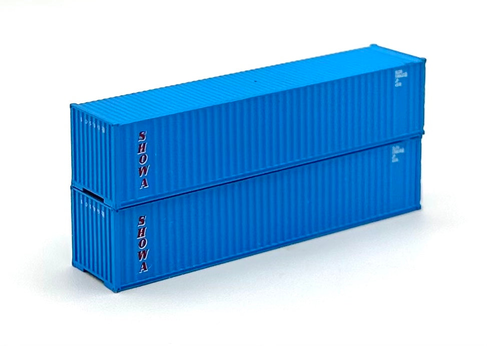 Deluxe N Scale SHOWA 40' High Cube Ribbed Containers 2 pc.